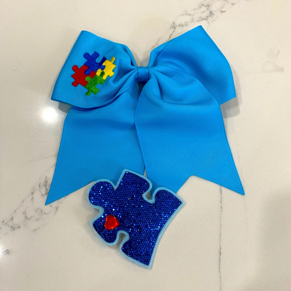 Little girls autism hair bow/clip